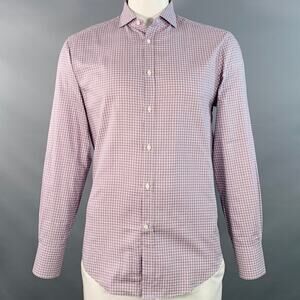 BRUNELLO CUCINELLI XL Purple White Checkered Cotton Slim Fit Long Sleeve Shirt